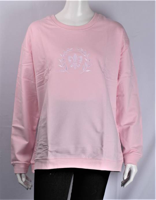 Alice & Lily sweatshirt w embroidered fleur de lis pink STYLES : AL/FLE/SS/PNK